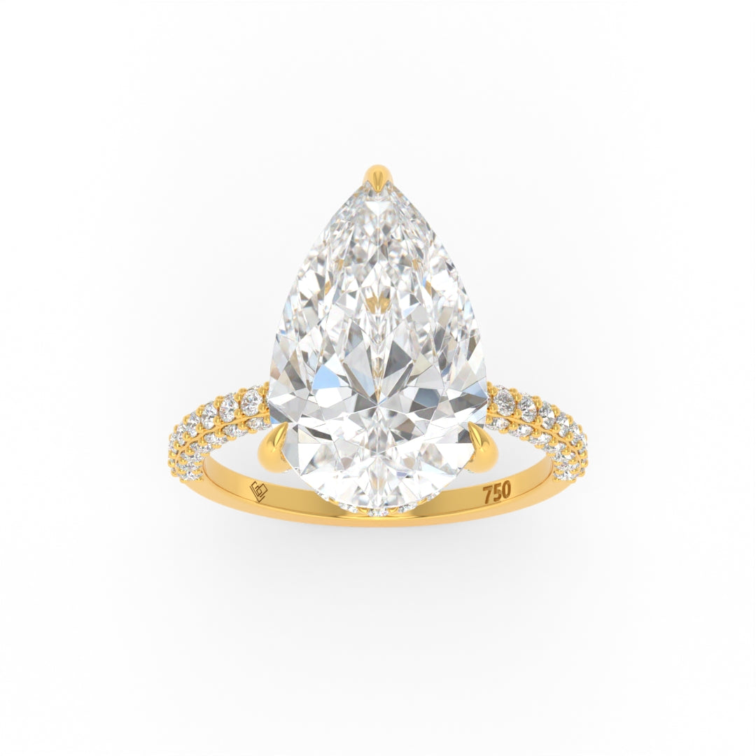 Mia Pear Cut Diamond Engagement Ring With Diamond Hidden Halo And 3D Diamond Band