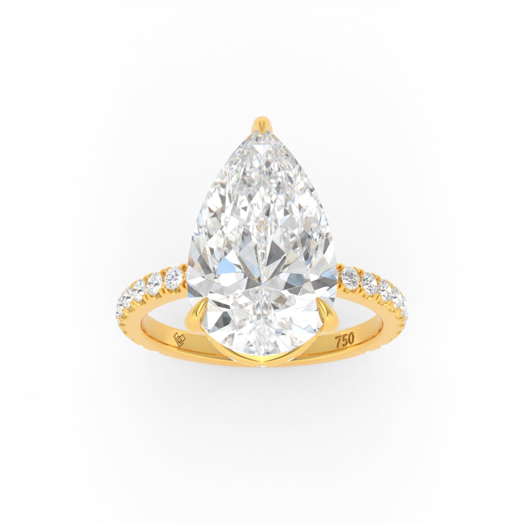 Chloé Pear Cut Diamond Engagement Ring with Diamond Hidden Halo and Diamond Band