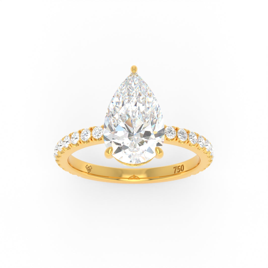 Chloé Pear Cut Diamond Engagement Ring with Diamond Hidden Halo and Diamond Band