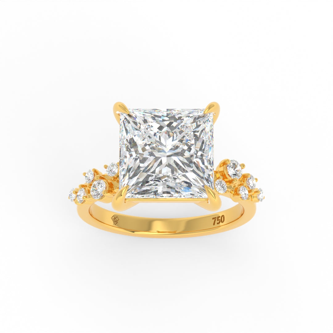 Bague de fiançailles Layla avec diamant taille princesse et anneau accentué