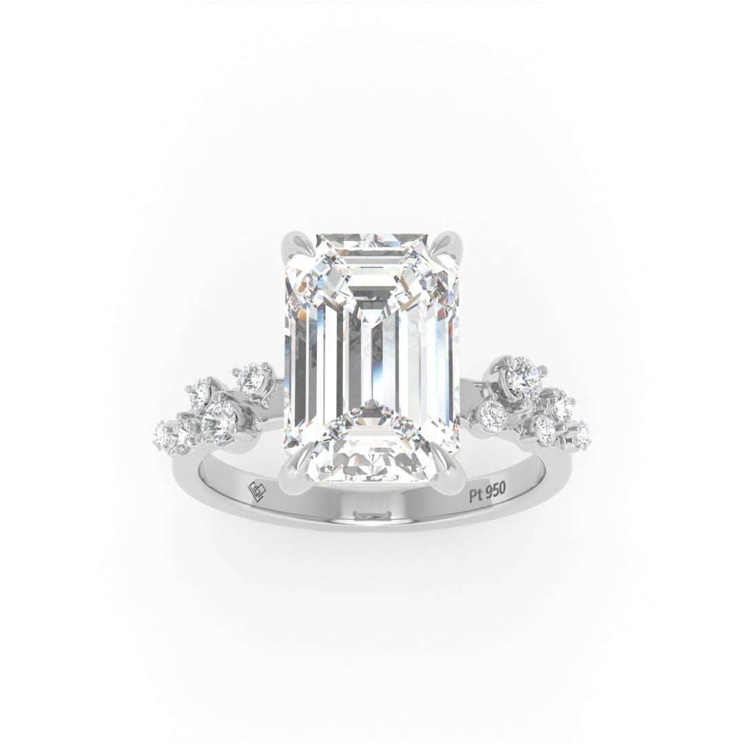 Layla Emerald Cut Diamond Engagement Ring with Accent Band