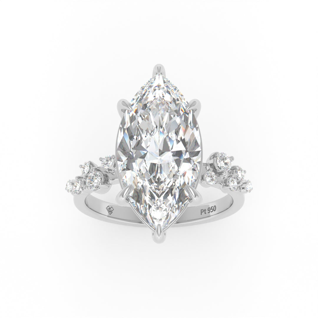 Layla Marquise Cut Diamond Engagement Ring With Accent Band