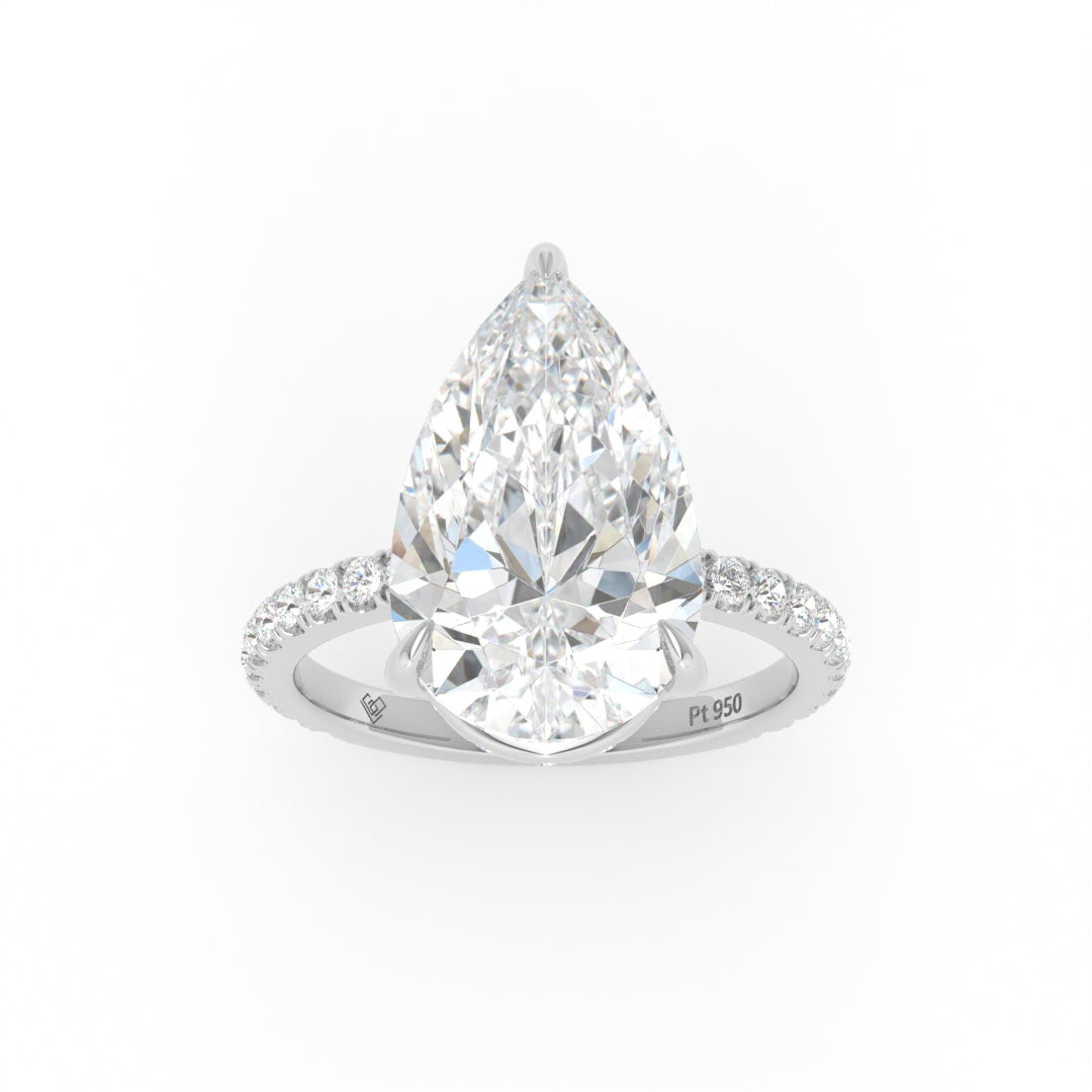 Chloé Pear Cut Diamond Engagement Ring with Diamond Hidden Halo and Diamond Band
