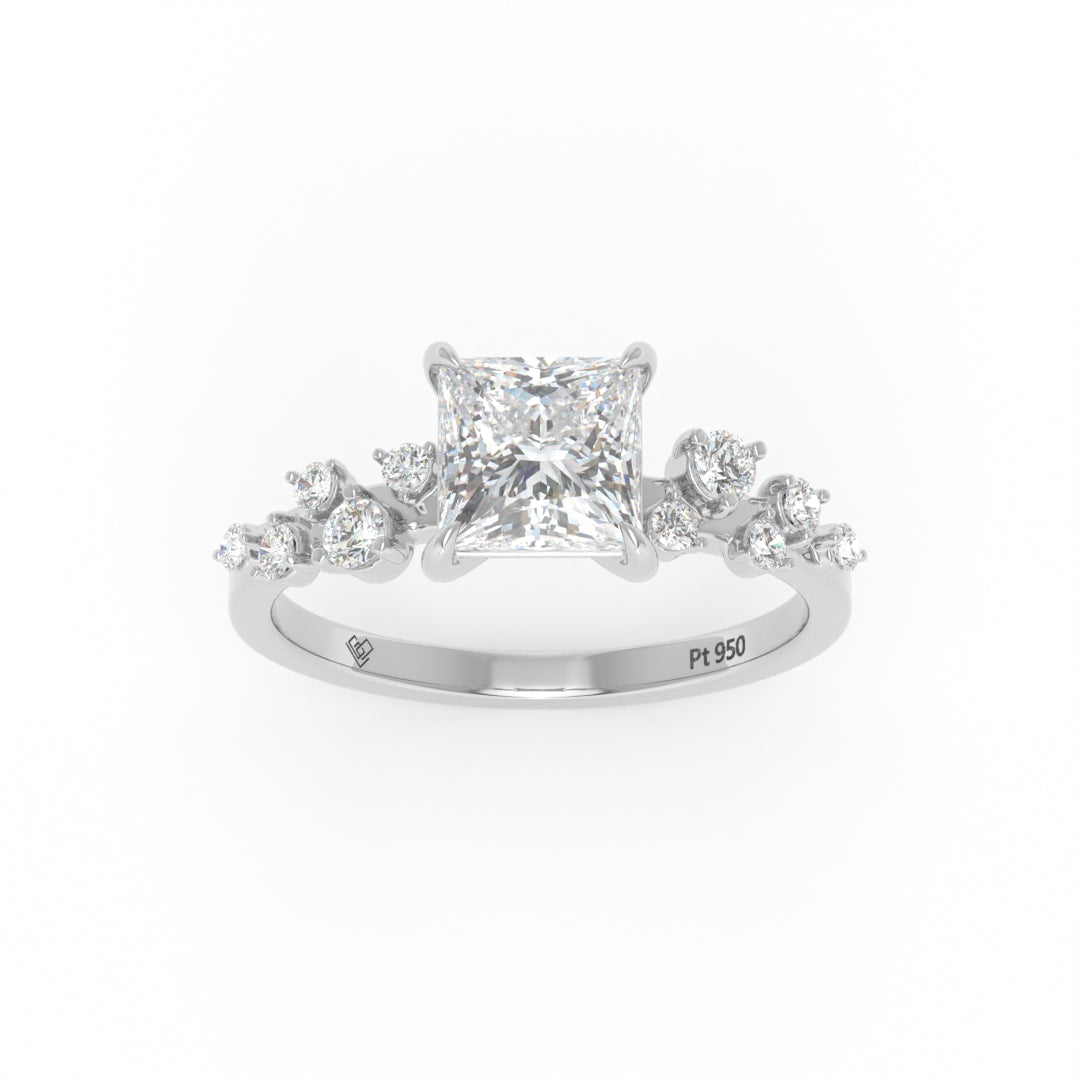 Layla Princess Cut Diamond Engagement Ring With Accent Band