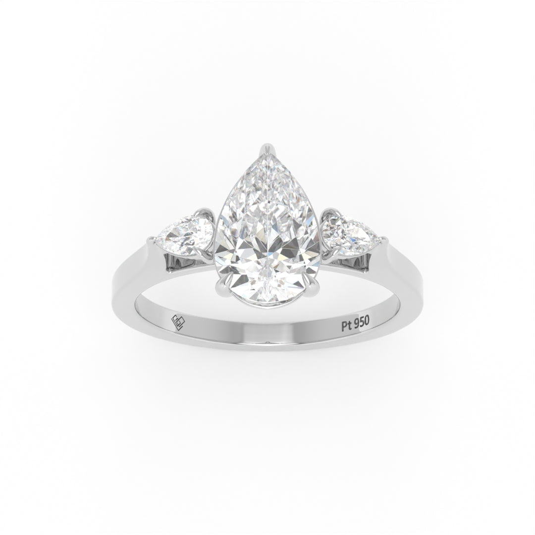 Sofia Pear Cut Diamond Engagement Ring With A Pear Cut Side Diamonds