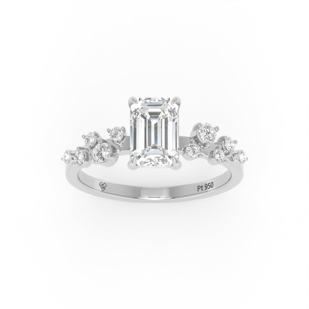 Layla Emerald Cut Diamond Engagement Ring with Accent Band