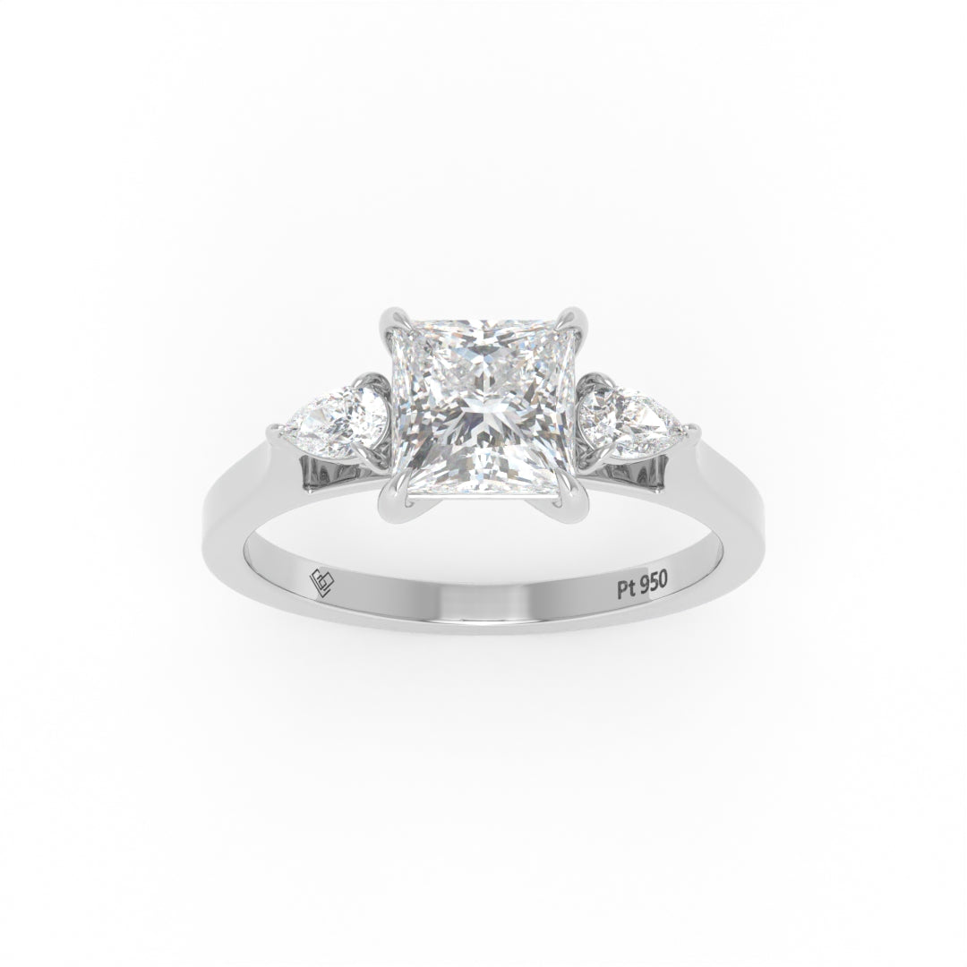 Sofia Princess Cut Diamond Engagement Ring With A Pear sides