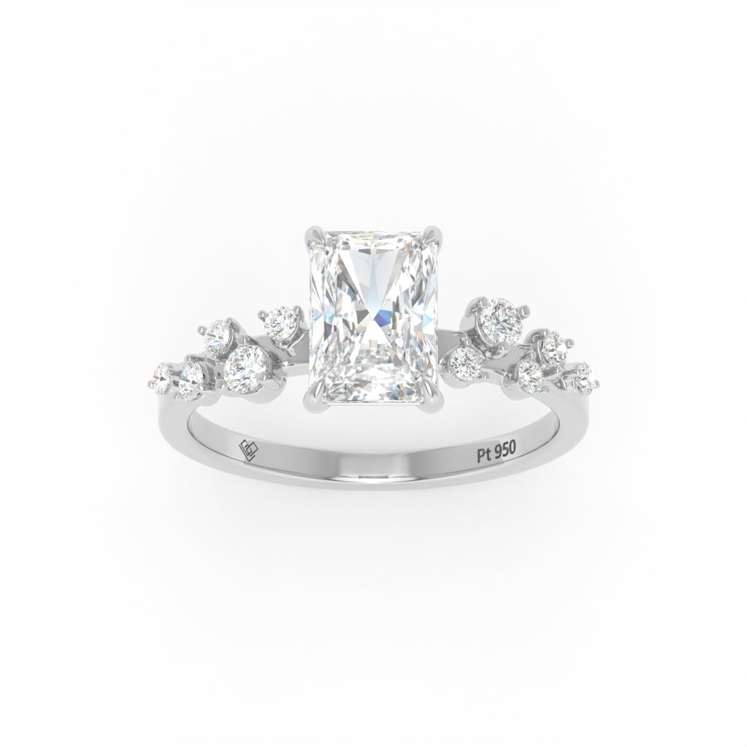 Layla Radiant Cut Diamond Engagement Ring With Accent Band