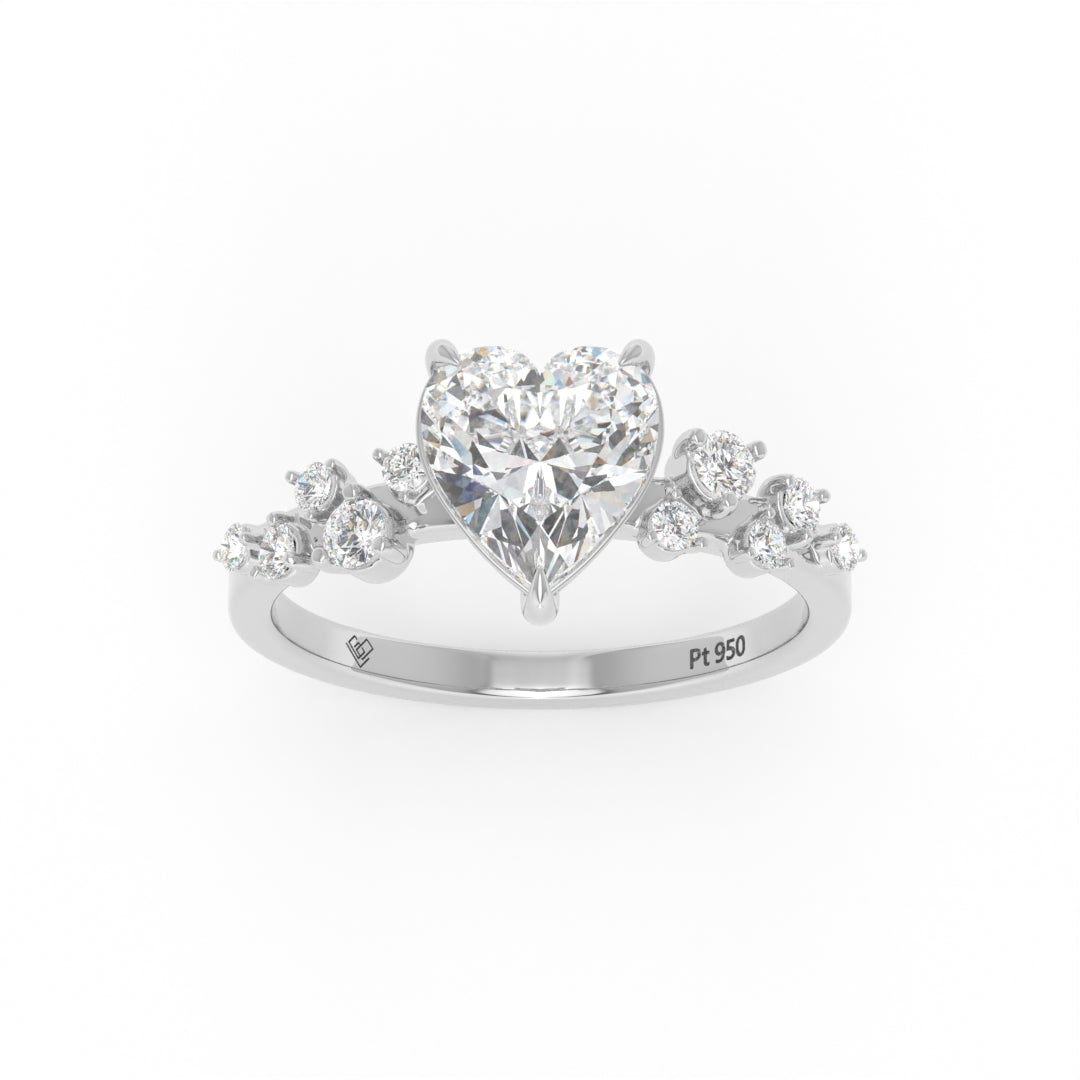 Layla Heart Cut Diamond Engagement Ring with Diamond Accent Band