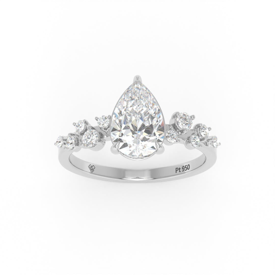 Layla Pear Cut Diamond Engagement Ring With Diamond Accent Band