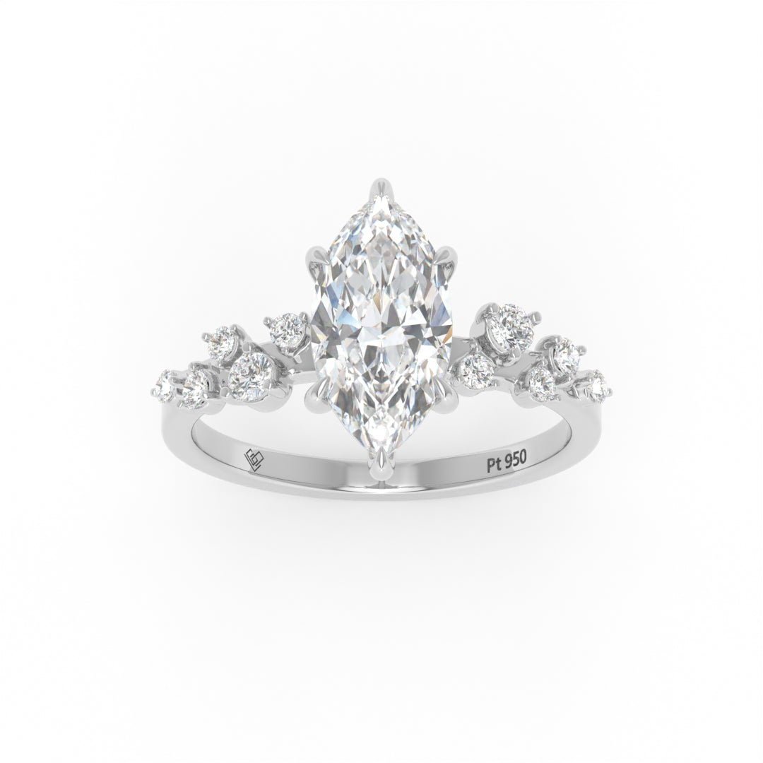 Layla Marquise Cut Diamond Engagement Ring With Accent Band