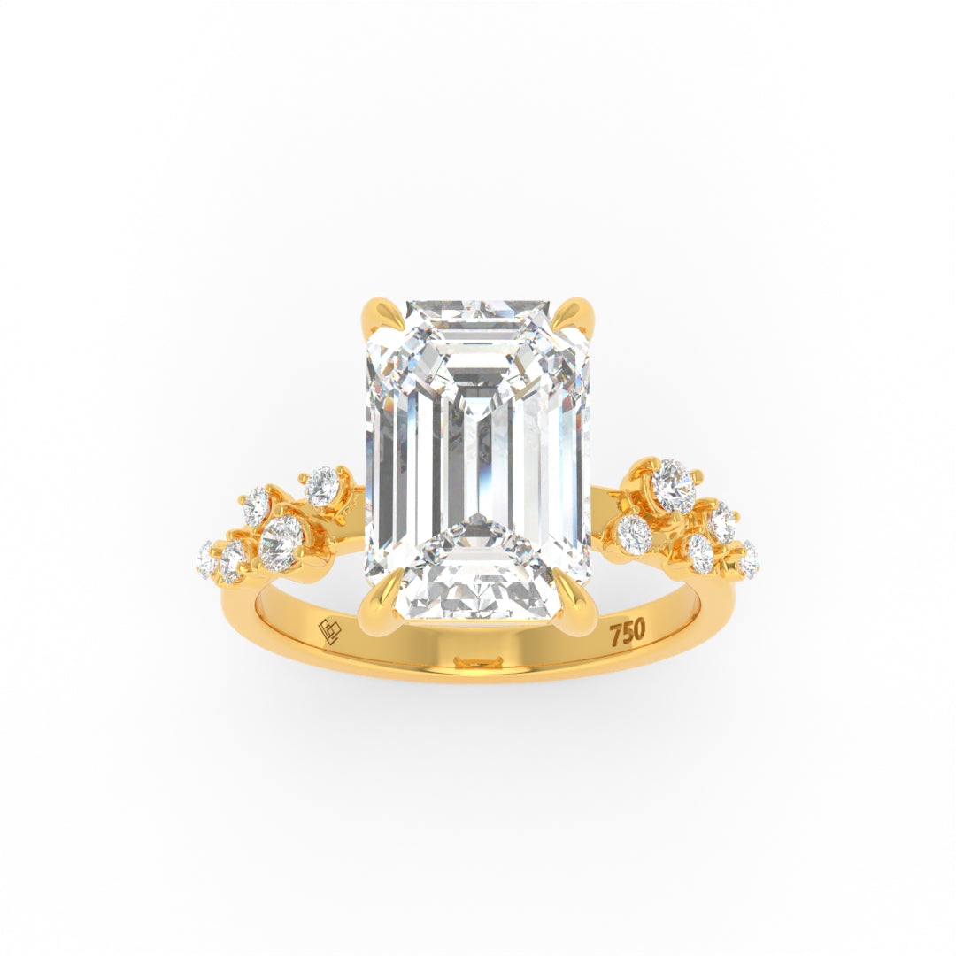Layla Emerald Cut Diamond Engagement Ring with Accent Band