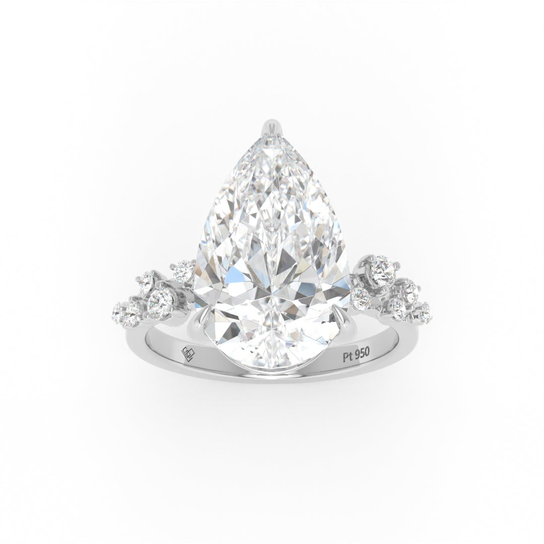 Layla Pear Cut Diamond Engagement Ring With Diamond Accent Band