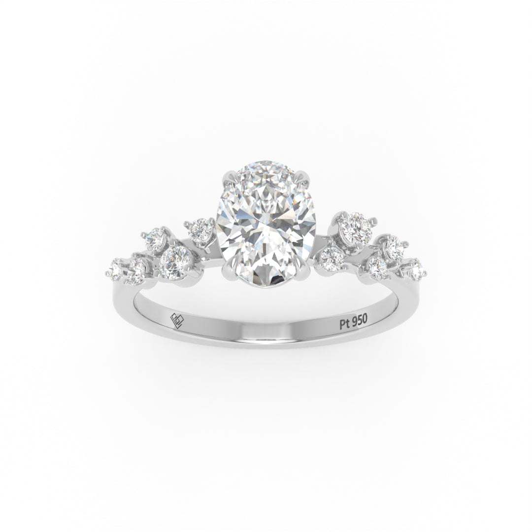 Layla Oval Cut Diamond Engagement Ring With Diamond Accent Band