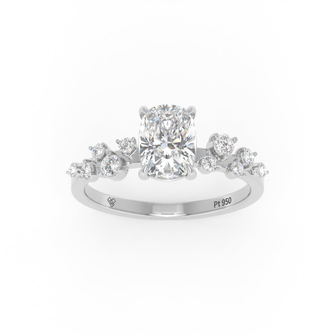 Layla Cushion Diamond Engagement Ring With Diamond Accent Band