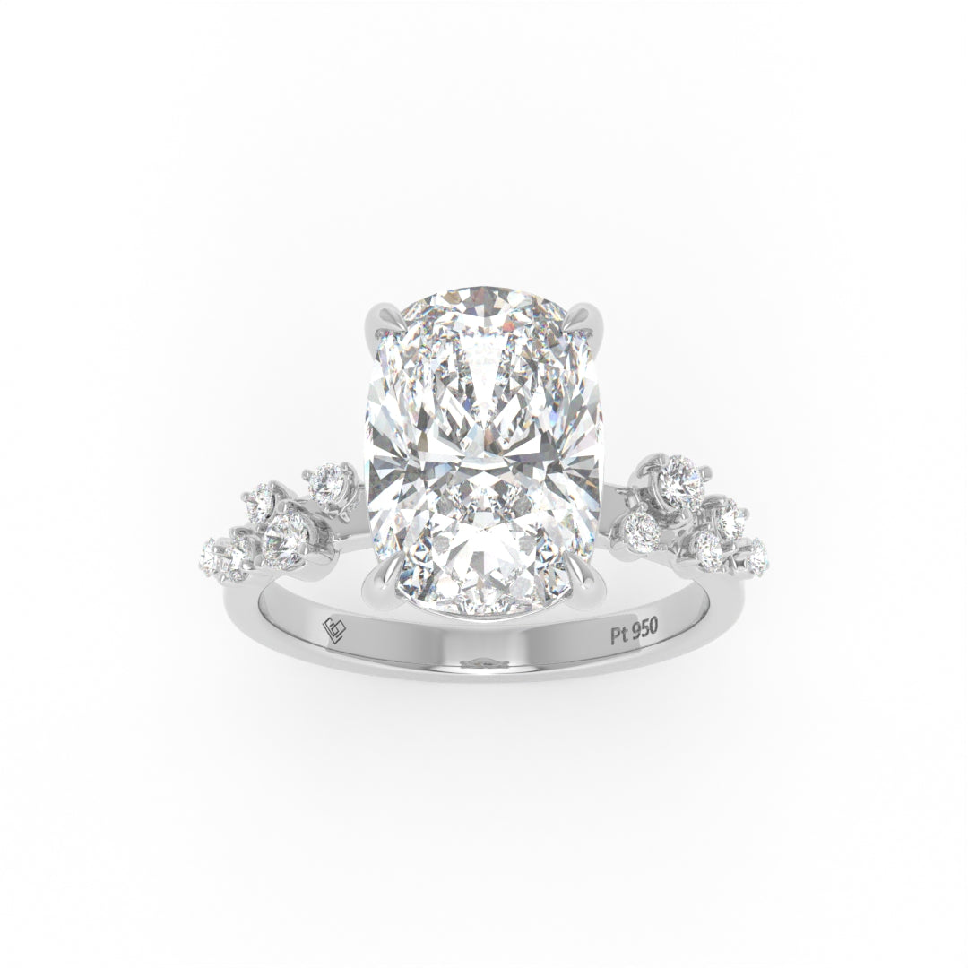 Layla Cushion Diamond Engagement Ring With Diamond Accent Band