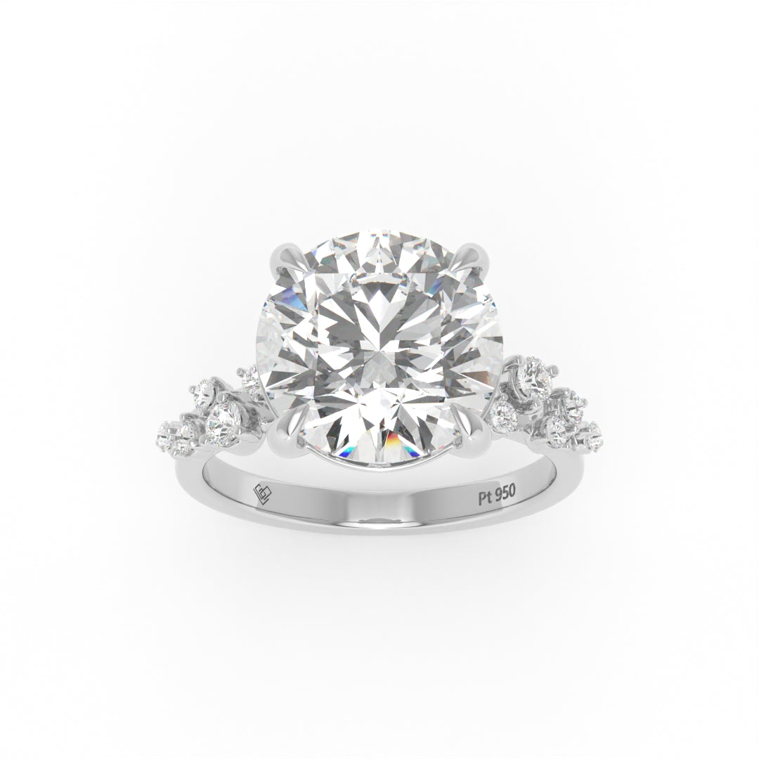 Layla Round Brilliant Cut Diamond Engagement Ring With Diamond Accent Band