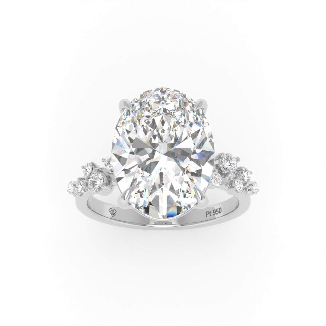 Layla Oval Cut Diamond Engagement Ring With Diamond Accent Band