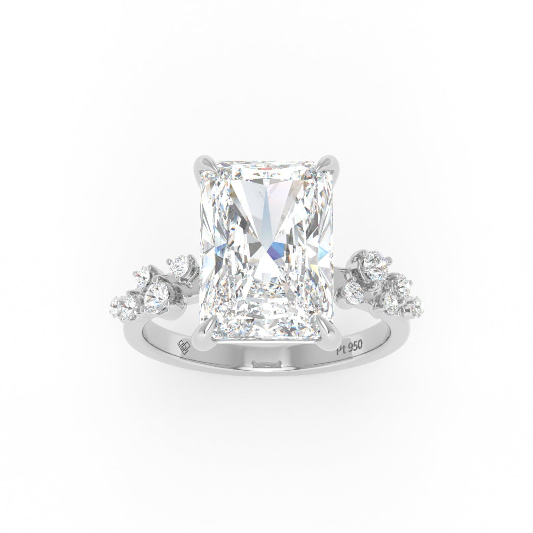 Layla Radiant Cut Diamond Engagement Ring With Accent Band