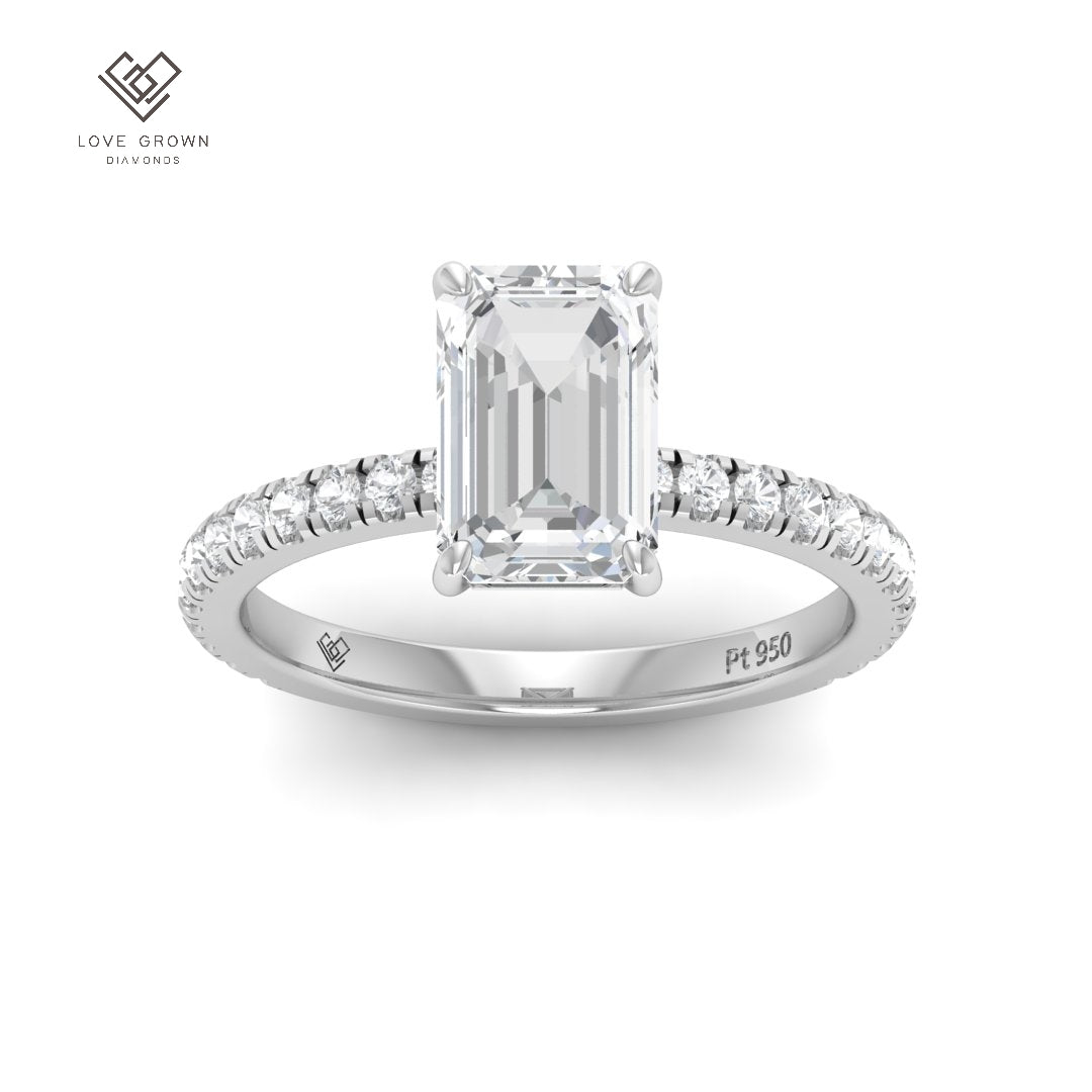 Abigail Emerald With Diamond Band Engagement Ring