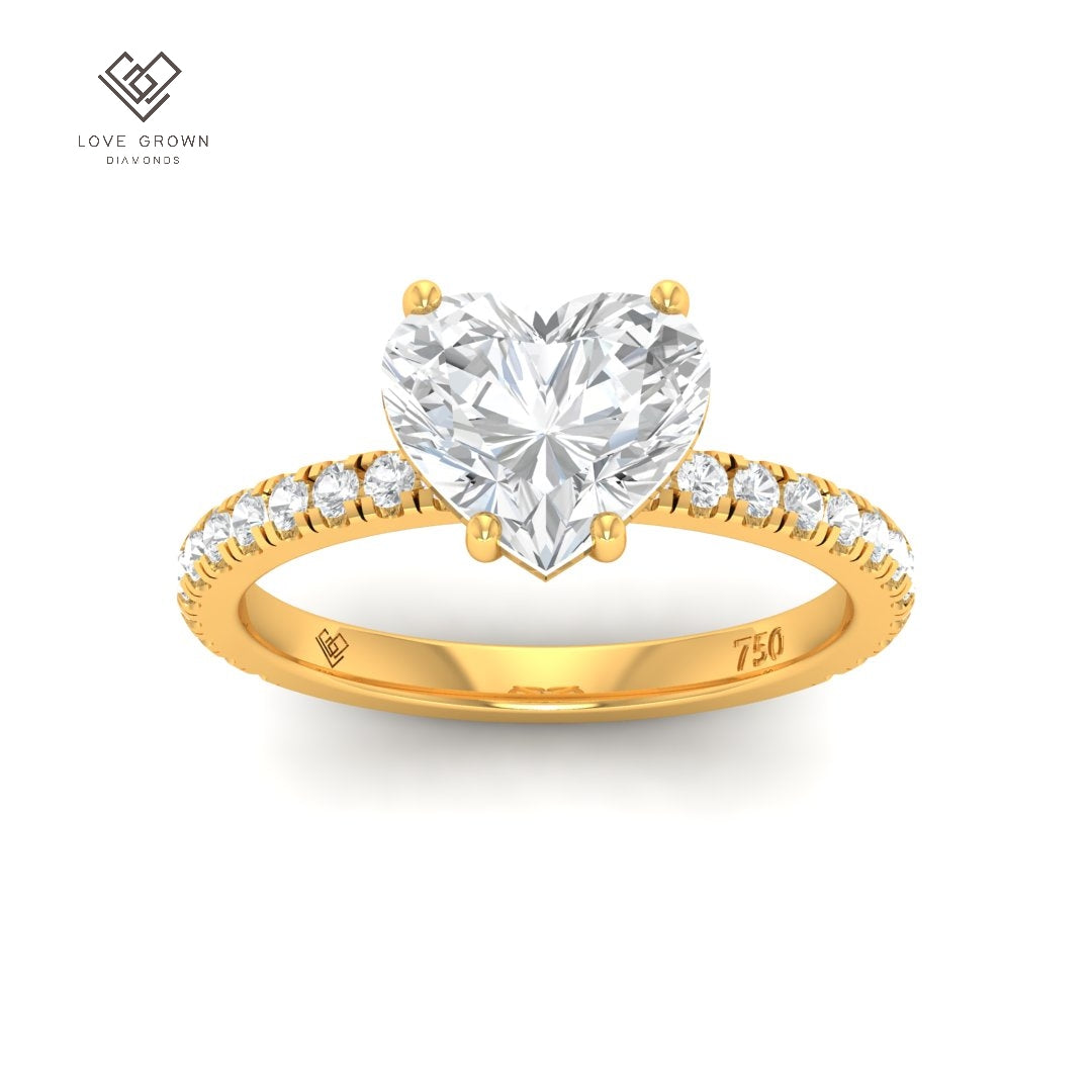 Abigail Heart With Diamond Band Engagement Ring