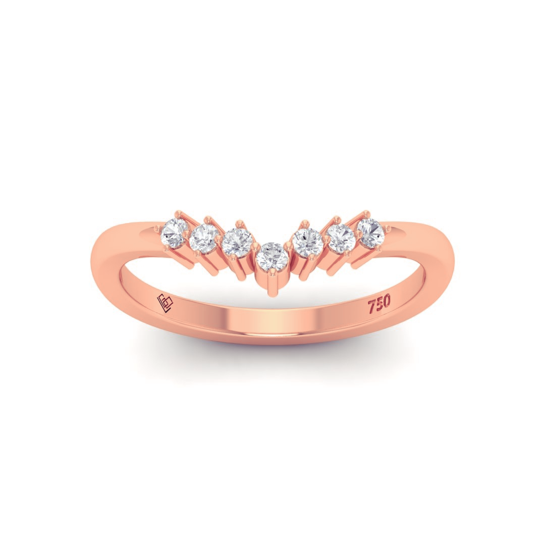 Clara Round Cut V Diamond Wedding Band