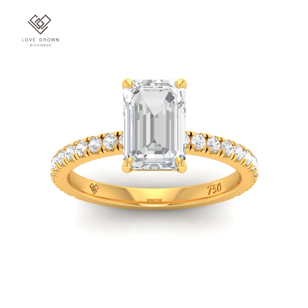Abigail Emerald With Diamond Band Engagement Ring