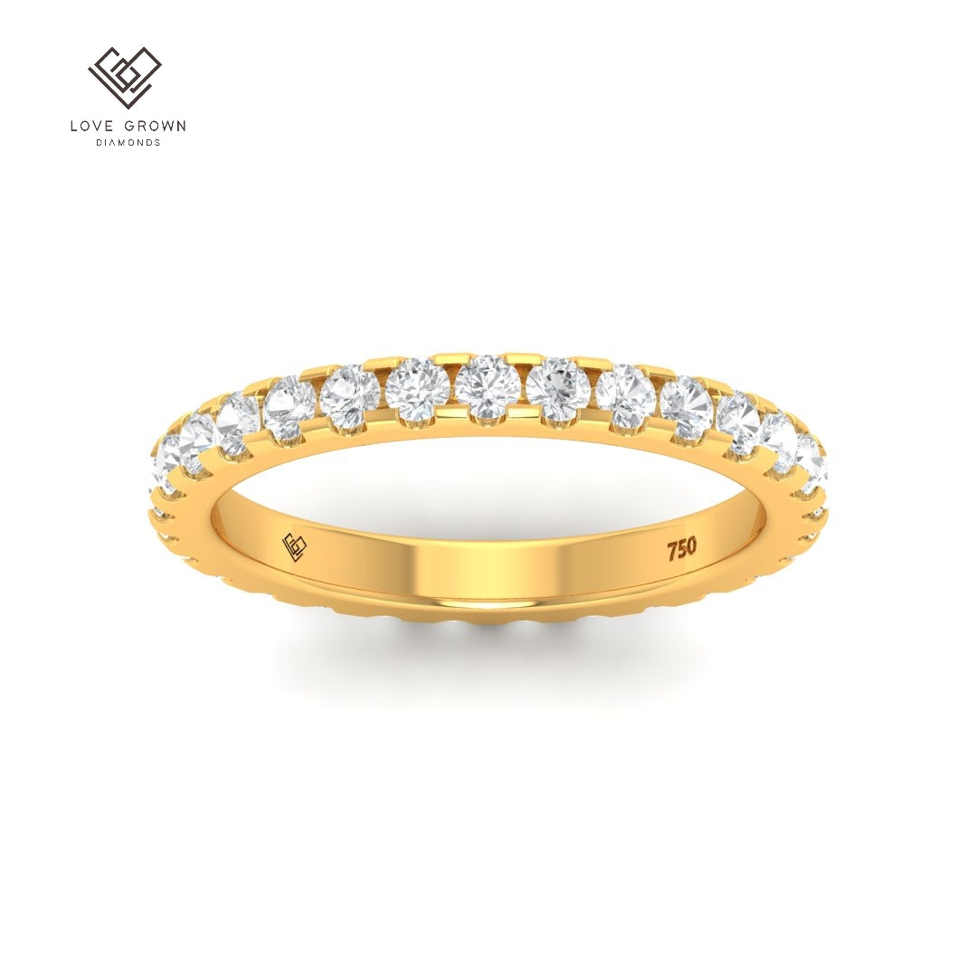 Enora Round cut wedding band in platinum with 1.00ct round brilliant diamonds, D/E color, VS clarity.