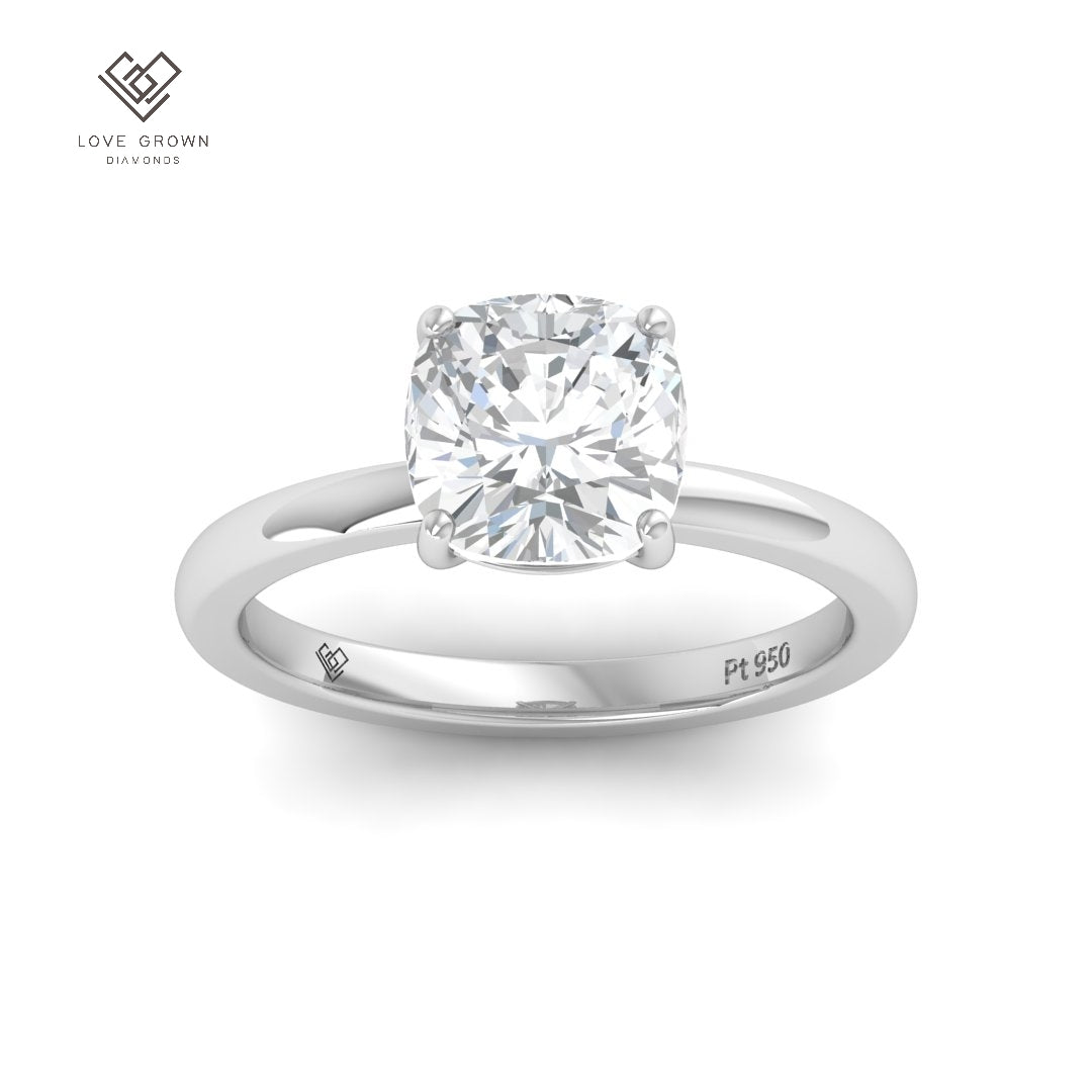 Noémie Solitaire Cushion Cut With Diamond Engagement Ring
