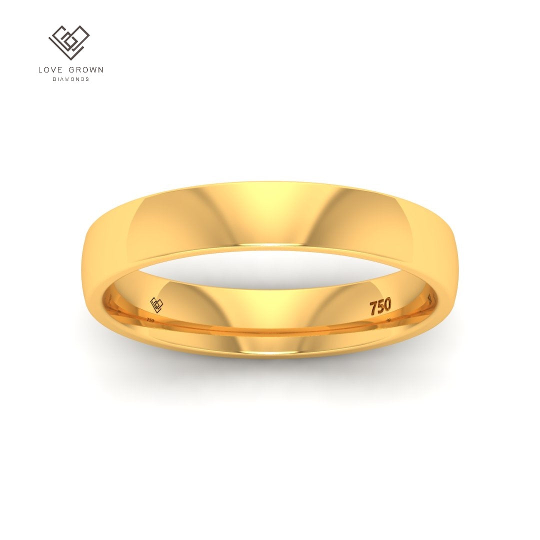 Love Grown Diamonds men's wedding band, 4mm court-shaped, elegant contemporary design.