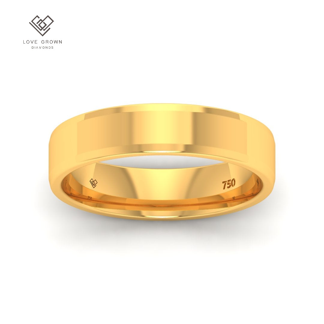 Men's beveled edge wedding band by Love Grown Diamonds, 5mm width.