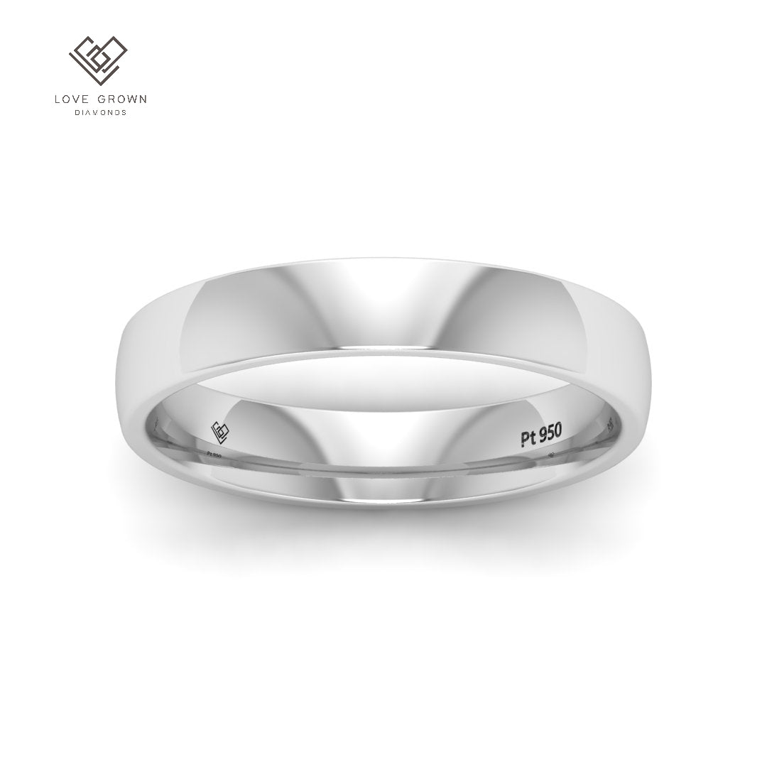 Men's court-shaped wedding band, sleek design, 4mm width, Love Grown Diamonds.