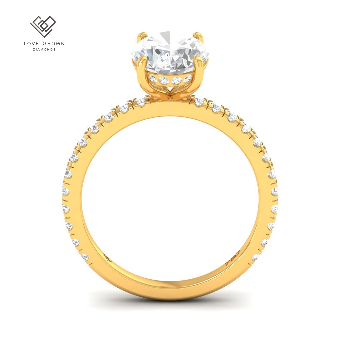 Chloé Oval Cut Diamond Engagement Ring with Diamond Hidden Halo and Diamond Band