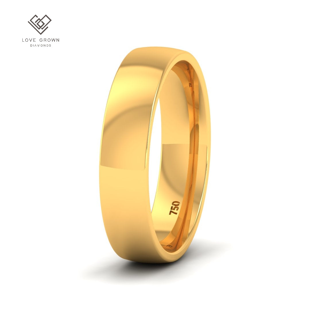 Vesper men's court-shaped wedding band in gold, 5mm width, by Love Grown Diamonds.