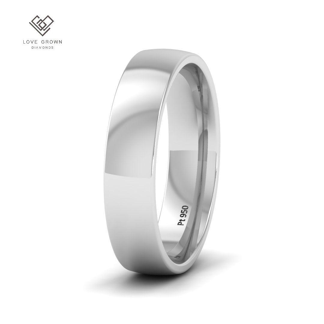 Vesper Men's Wedding Band with contemporary court-shaped design by Love Grown Diamonds, 5mm width.