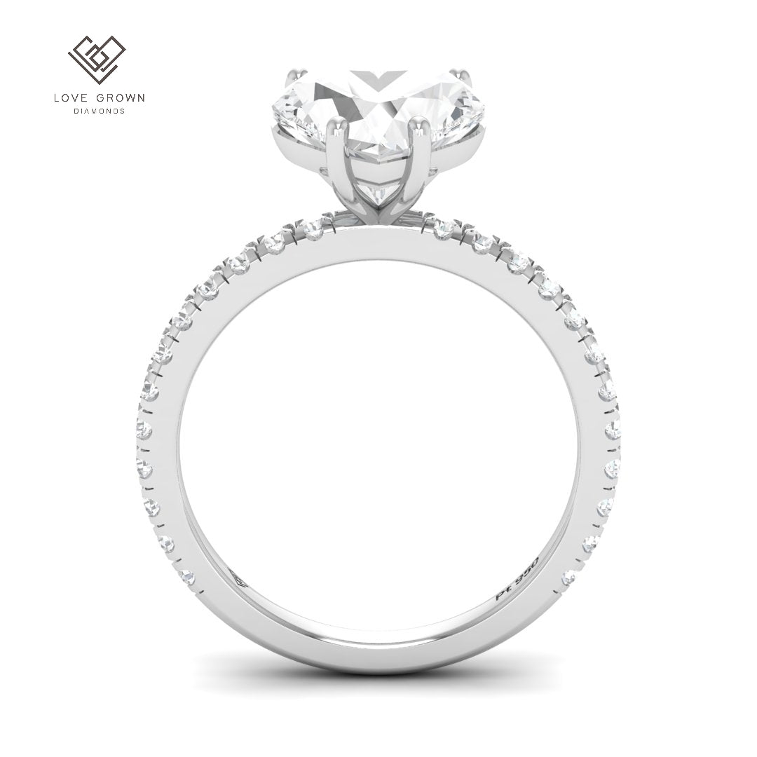 Abigail Heart With Diamond Band Engagement Ring