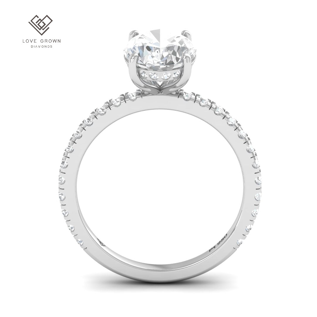 Chloé Oval Cut Diamond Engagement Ring with Diamond Hidden Halo and Diamond Band