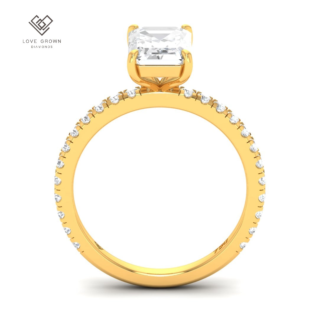 Abigail Emerald With Diamond Band Engagement Ring