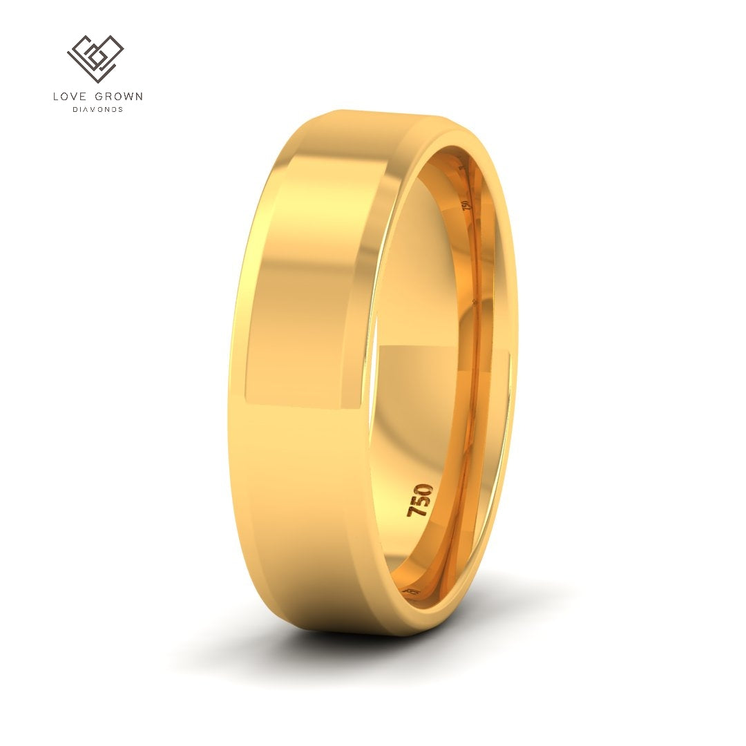 Men's beveled edge wedding band, 6mm width, Love Grown Diamonds.
