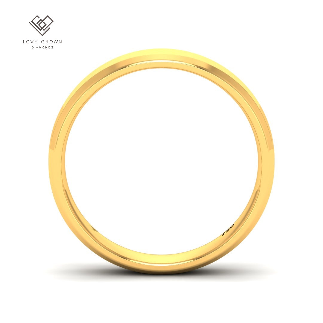 Men's beveled edge platinum wedding band, 4mm, contemporary design by Love Grown Diamonds.