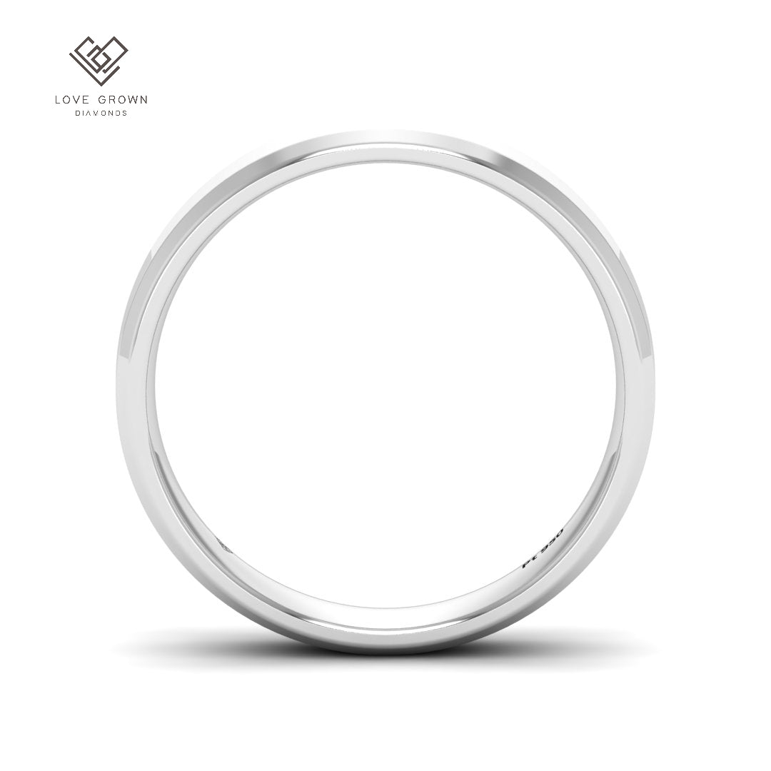 Men's beveled edge platinum wedding band by Love Grown Diamonds, 4mm wide, contemporary and sophisticated design.