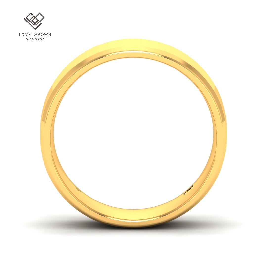 Love Grown Diamonds men's yellow gold wedding band with beveled edge, 6mm width.