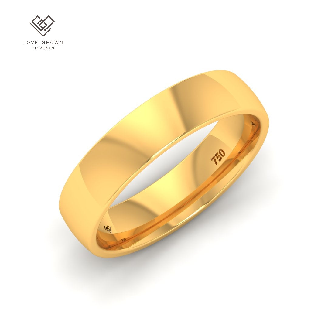 Vesper Men's court-shaped wedding band in gold, featuring a sleek and sophisticated 5mm design by Love Grown Diamonds.