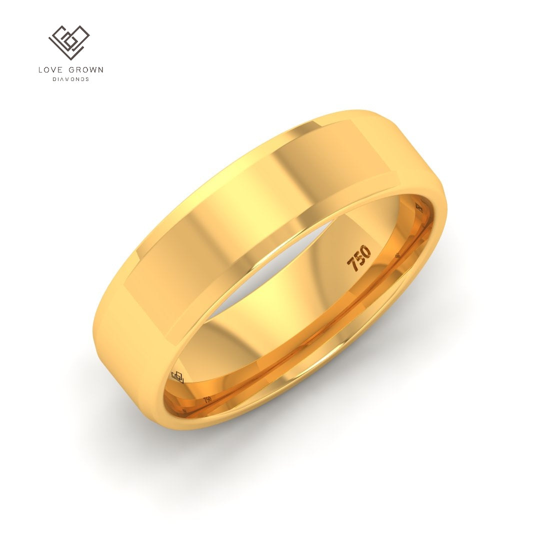 Love Grown Diamonds men's wedding band with beveled edge and modern design, 6mm wide.
