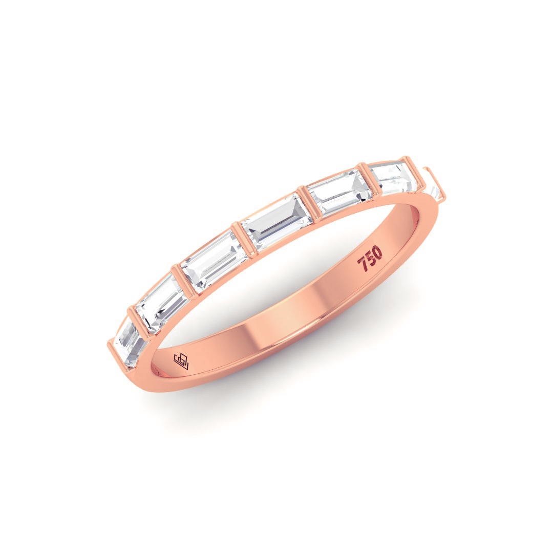 Alliance Édith en diamants taille baguette