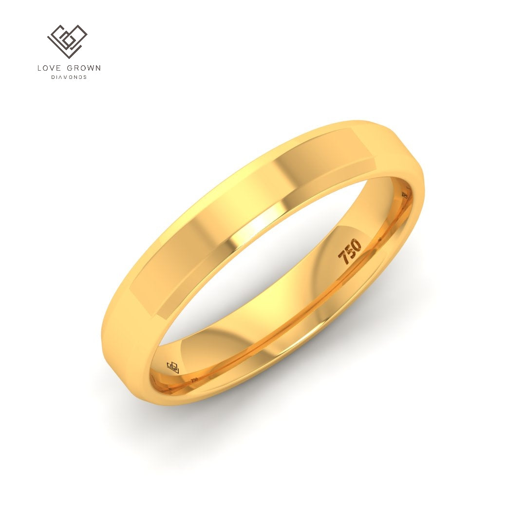 Men's 4mm beveled edge platinum wedding band, refined elegance, modern design.