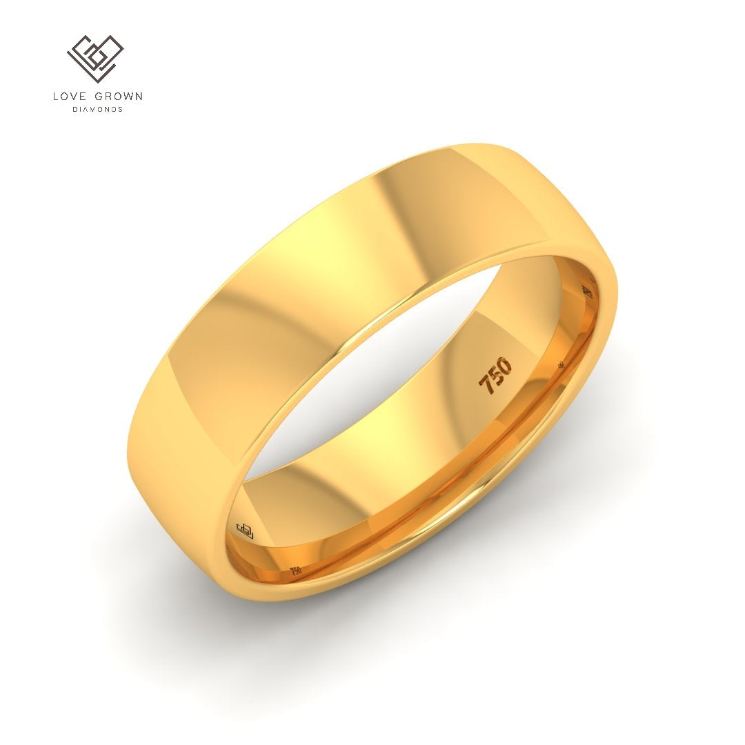 Love Grown Diamonds Theron men's wedding band, gold court-shaped, 6mm width, Love Grown Diamonds.