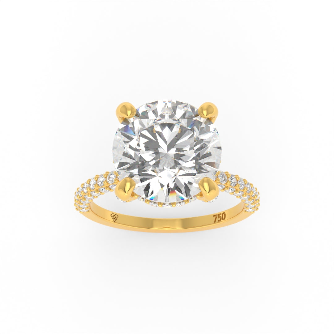 Mia Round Brilliant Cut Diamond Engagement Ring With Diamond Hidden Halo And 3D Diamond Band