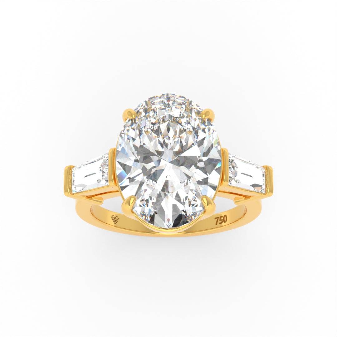 Mary Oval Cut Diamond Engagement Ring With Tapering Baguettes Cut Side Diamond