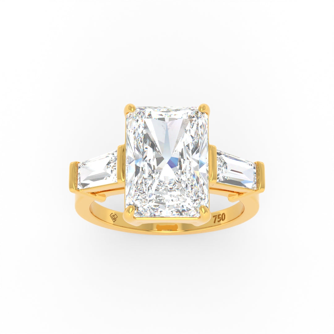 Mary Radiant Cut Diamond Engagement Ring With Tapering Baguettes Cut Side Diamonds